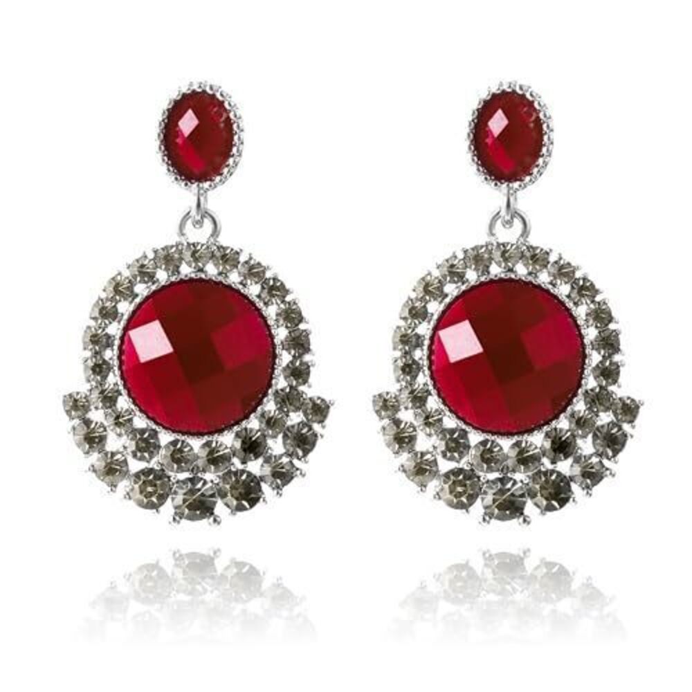 2021 Elegant Baroque Red Dangle Earrings, Vintage Silver-Plated Copper